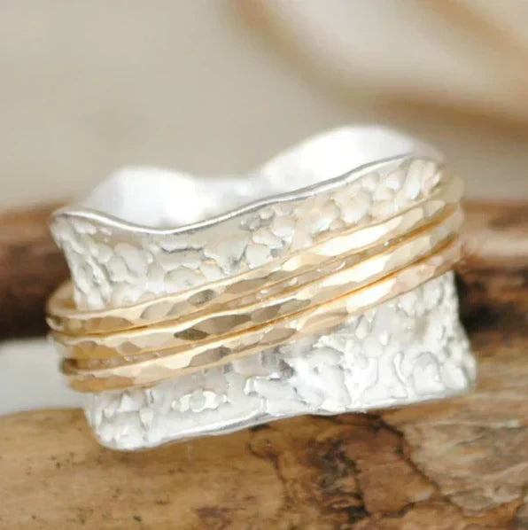 Vintage Thin Gold & Silver Spinner Ring